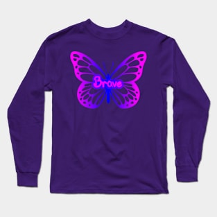 Pink neon Brave Butterfly Long Sleeve T-Shirt